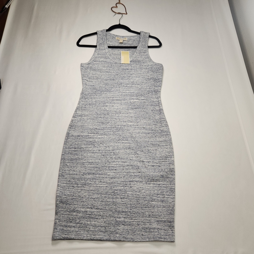 ⭐️NWT Michael Kors Gray Space Dye Ribbed Tank Dress Bodycon Midi Medium M